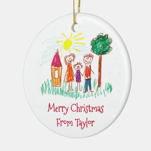 お子様のアートワークのクリスマス セラミックオーナメント (左)