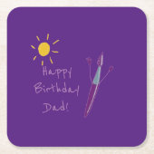 お子様のアートワークのパパ スクエアペーパーコースター (正面)