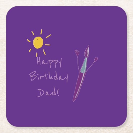 お子様のアートワークのパパ スクエアペーパーコースター (正面)