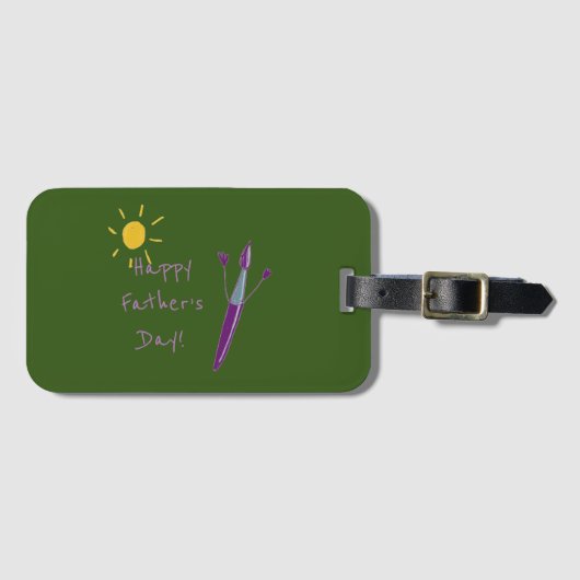 お子様のアートワークのパパ ラゲッジタグ (正面横)