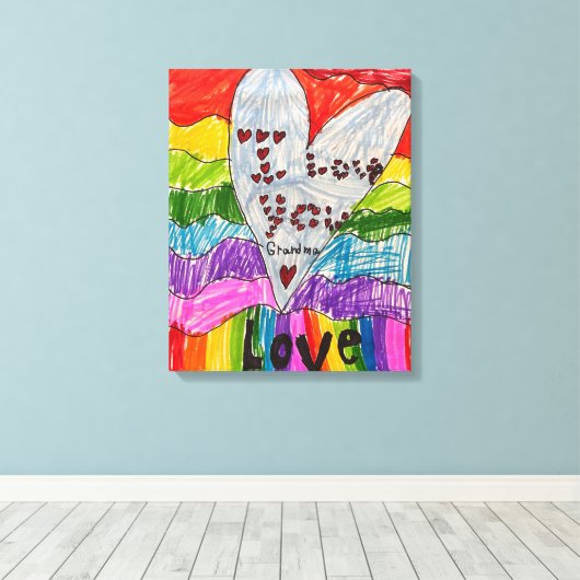 お子様のアートワークをプリントしたキャンバスプリント キャンバスプリント (インサイチュ (ウッドフロア))