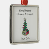 お子様のアートワークを追加する祖父母のクリスマス メタルオーナメント (右)