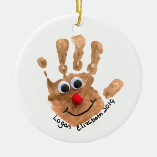 お子様のオリジナルアートと写真の記念品 セラミックオーナメント (正面)