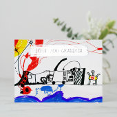 お子様のスケッチと写真の祖母をカスタム追加 箔シーズンカード (立ち正面)