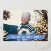 お子様のスケッチと写真の祖母をカスタム追加 箔シーズンカード (裏面)