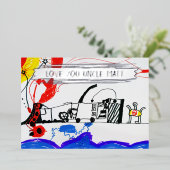 お子様のスケッチと写真を追加かわいいカスタム叔父 箔シーズンカード (立ち正面)