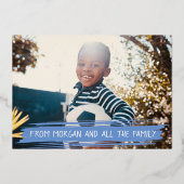 お子様のスケッチと写真を追加かわいいカスタム叔父 箔シーズンカード (裏面)