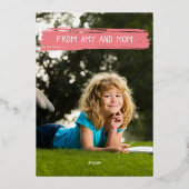 お子様のスケッチ写真を追加かわいいパーソナライズされたパパ 箔シーズンカード (裏面)