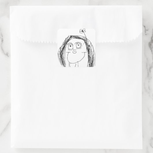 お子様のスケッチ – 母の日のプレゼント スクエアシール (バッグ)