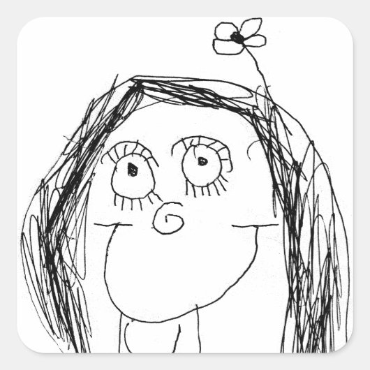 お子様のスケッチ – 母の日のプレゼント スクエアシール (正面)