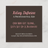 お子様のプレイデートカードおもしろいフローラ スクエア名刺 (裏面)