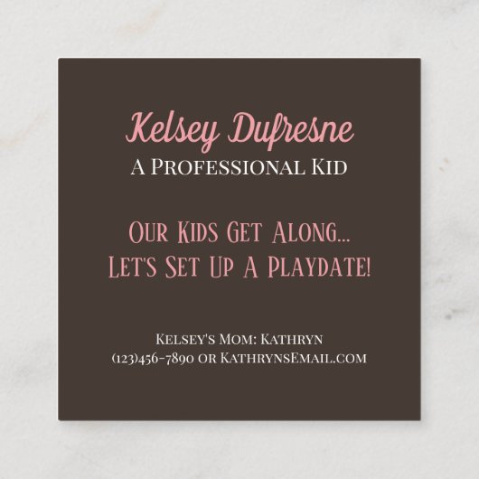 お子様のプレイデートカードおもしろいフローラ スクエア名刺 (裏面)