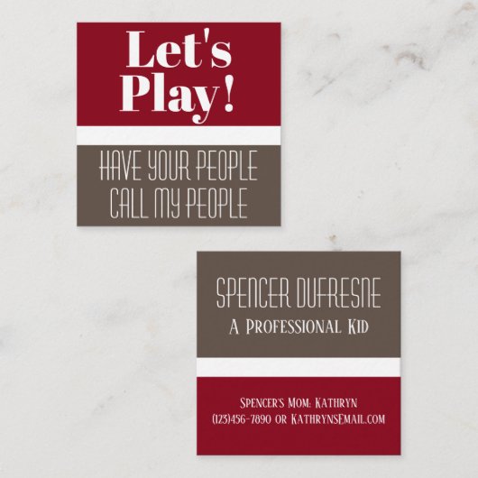 お子様のプレイデートカーモダンドとおもしろい スクエア名刺 (正面/裏面)