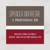 お子様のプレイデートカーモダンドとおもしろい スクエア名刺 (裏面)