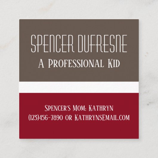 お子様のプレイデートカーモダンドとおもしろい スクエア名刺 (裏面)