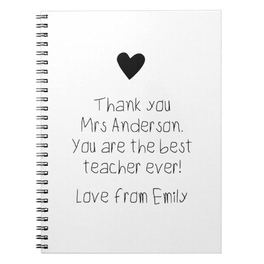 お子様のメッセージ手書き先生ギフト ノートブック (正面)