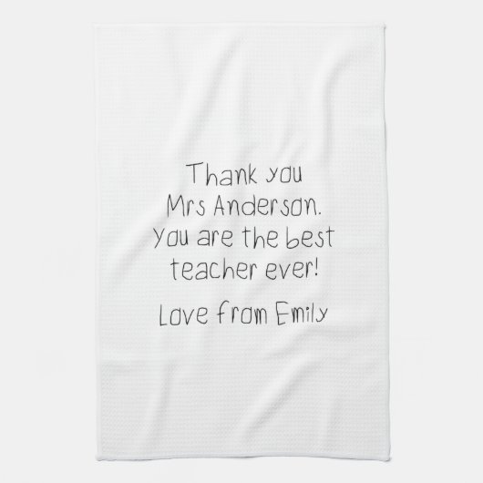 お子様のメッセージ手書き先生贈答 キッチンタオル (縦)