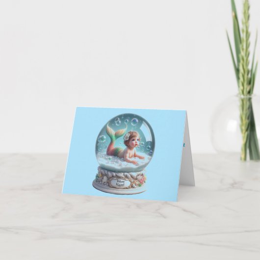 お子様の人魚ウェルカムメッセージ カード (正面)