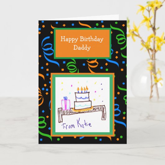 お子様の作品をこの誕生日カードに追加 カード (黄色い花)