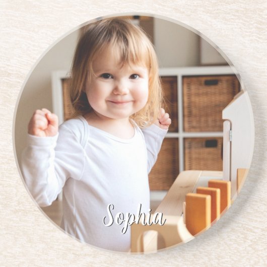 お子様の写真とスクリプト名 コースター (正面)