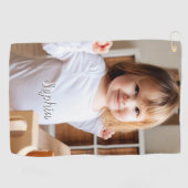 お子様の写真とスクリプト名 ゴルフタオル (横)