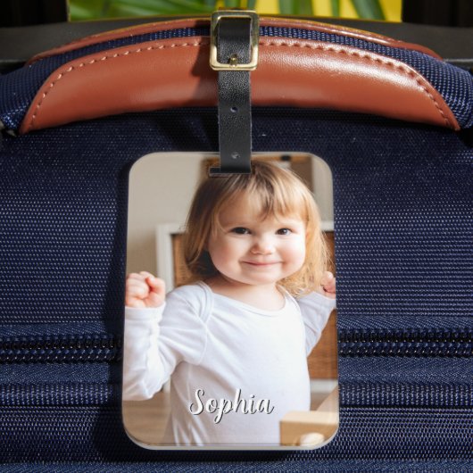 お子様の写真とスクリプト名 ラゲッジタグ (正面インサイチュ2)