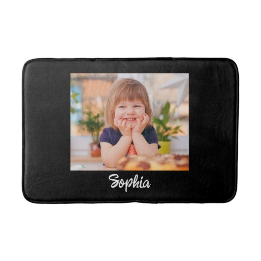 お子様の写真と名前をカスタマイズする， Black Bath Mat バスマット (正面)