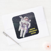 お子様の写真の宇宙飛行士誕生日の追加 スクエアシール (封筒)