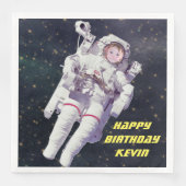 お子様の写真の追加宇宙誕生日Napkins (正面)