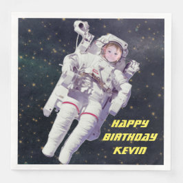 お子様の写真の追加宇宙誕生日Napkins
