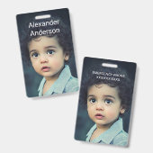 お子様の写真 名札 カスタマイズ バッジ (正面&裏面)