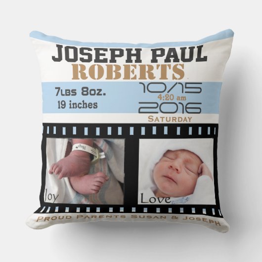 お子様の初写真フィルムストリップ クッション (正面)