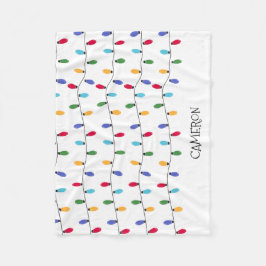 お子様の名前が入ったカラフルなクリスマス ライト フリースブランケット