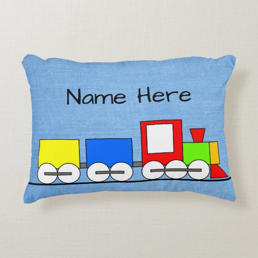 お子様の名前が入った子供用蒸気機関車クッション アクセントクッション (正面)