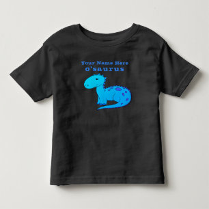 お子様の名前が入った楽しいカスタム青恐竜 トドラーTシャツ