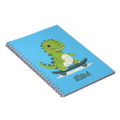 お子様の名前が入った楽しいスケートボードの恐竜 ノートブック (右側)