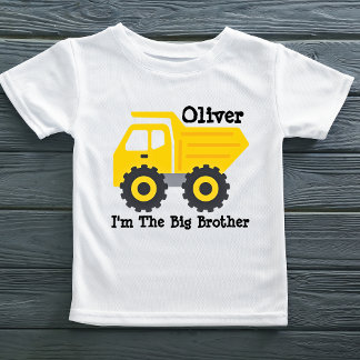 お子様の名前が入った黄色のダンプトラック トドラーTシャツ