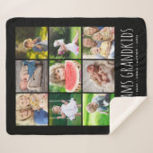 お子様の名前とフォトコラージュ |黒 シェルパブランケット (正面(横))