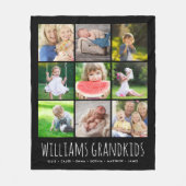 お子様の名前とフォトコラージュ |黒 フリースブランケット (正面)