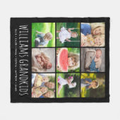 お子様の名前とフォトコラージュ |黒 フリースブランケット (正面(横))