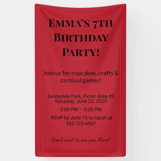 お子様の名前と年齢の特別なデザイン | カラフルな子供パーティー 横断幕 (縦)