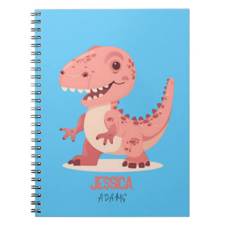 お子様の名前のピンクのT-Rex恐竜 ノートブック