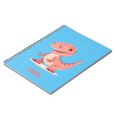 お子様の名前のピンクのT-Rex恐竜 ノートブック (左側)