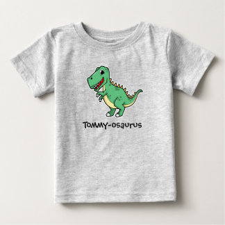 お子様の名前の恐竜デザインTシャツ ベビーTシャツ
