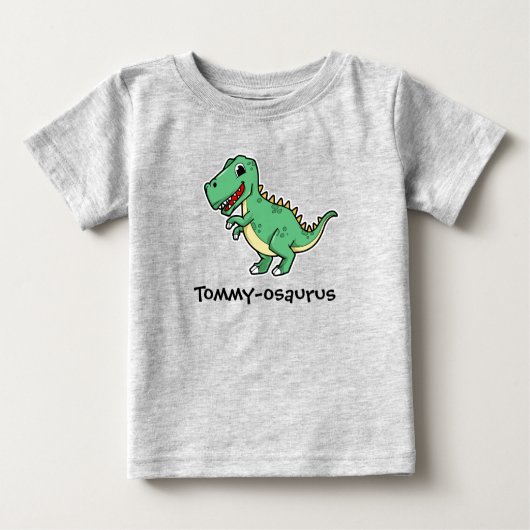 お子様の名前の恐竜デザインTシャツ ベビーTシャツ (正面)