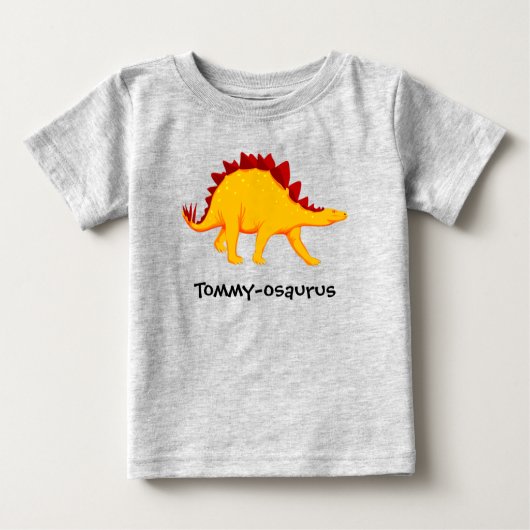 お子様の名前の恐竜デザインTシャツ ベビーTシャツ (正面)