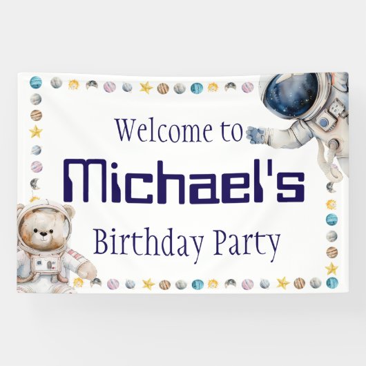 お子様の名前の誕生日パーティー看板へようこそ 横断幕 (横)