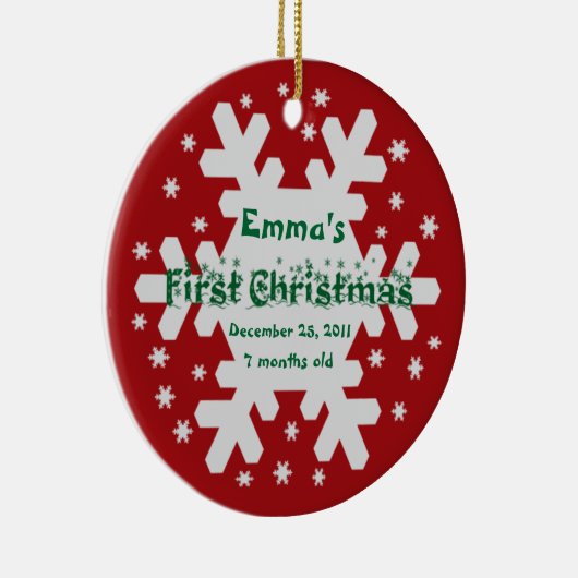 お子様の名前の追加ベビーの最初のクリスマス装飾 セラミックオーナメント (右)