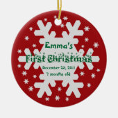 お子様の名前の追加ベビーの最初のクリスマス装飾 セラミックオーナメント (正面)