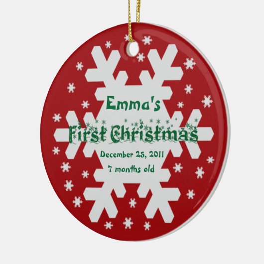 お子様の名前の追加ベビーの最初のクリスマス装飾 セラミックオーナメント (左)